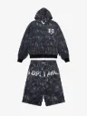 Original Oversized Denim Hoodie And Shorts Set
