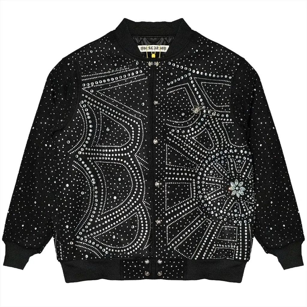 SPIDERWEB CRYSTAL VARSITY JACKET