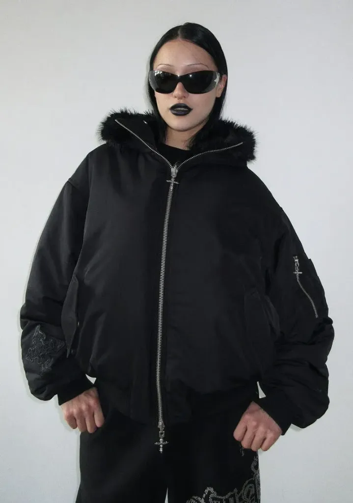 FERAL FAUX FUR REVERSIBLE BOMBER JACKET BLACK (S)