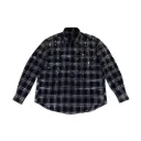 Rhinestone Plaid Long Sleeve Shirt Jacket